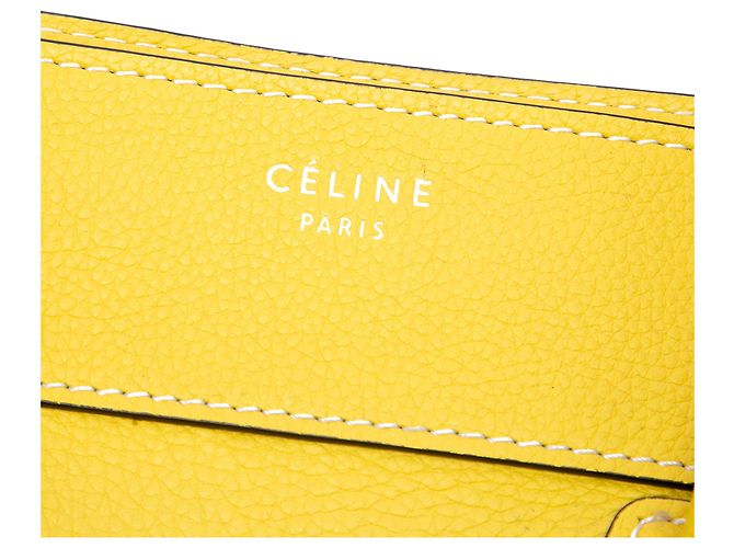 Céline Celine Mini Luggage Tote in pelle di vitello grana grossa gialla Giallo - vista 5
