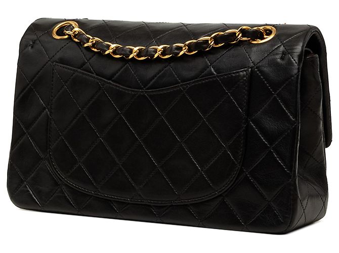 Chanel Black Small Classic Lambskin Double Flap Preto - vista 2