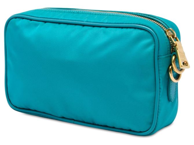 Bolsa Camera Prada em Tessuto com acabamento em Saffiano azul Turquesa - vista 2