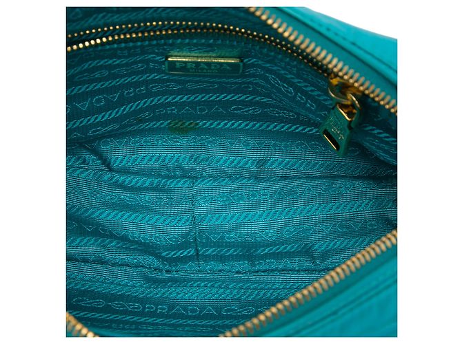 Bolsa Camera Prada em Tessuto com acabamento em Saffiano azul Turquesa - vista 4