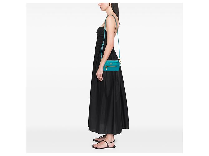 Bolsa Camera Prada em Tessuto com acabamento em Saffiano azul Turquesa - vista 5