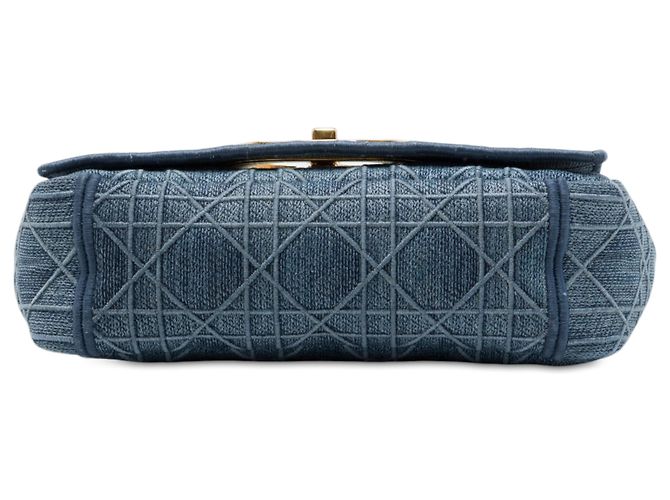 Autre Marque Borsa Dior Caro Small in denim blu con ricami Cannage - vista 3