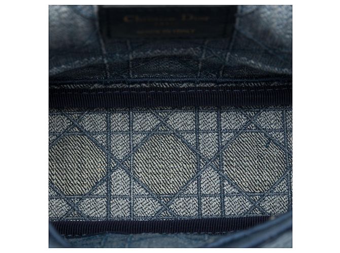 Autre Marque Borsa Dior Caro Small in denim blu con ricami Cannage - vista 4