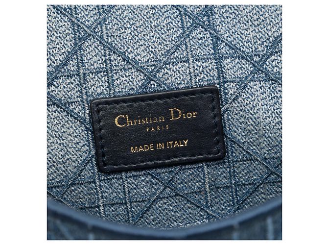 Autre Marque Borsa Dior Caro Small in denim blu con ricami Cannage - vista 5