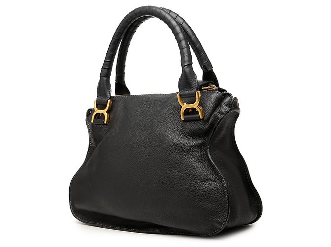 Bolsa Satchel Marcie Chloé em couro granulado preto tamanho Medium - vista 2