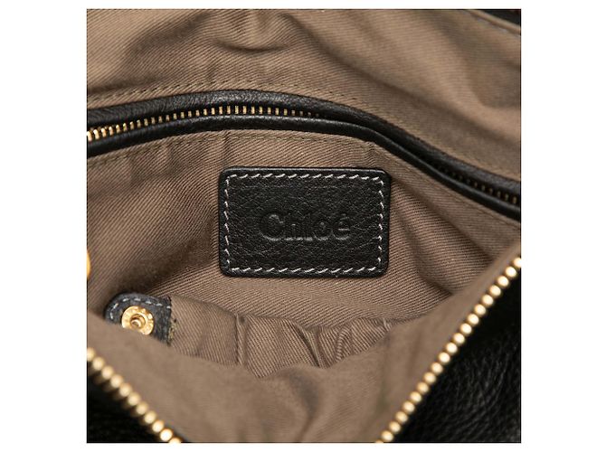 Bolsa Satchel Marcie Chloé em couro granulado preto tamanho Medium - vista 5