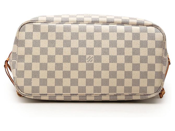 Louis Vuitton White Damier Azur Neverfull MM Weiß - Ansicht 3