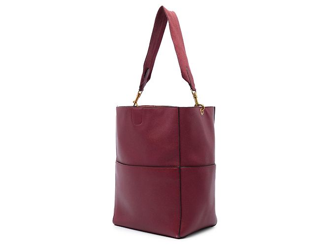Céline Bolso bucket Celine Red Medium Leather Seau Sangle Roja Burdeos - vista 2