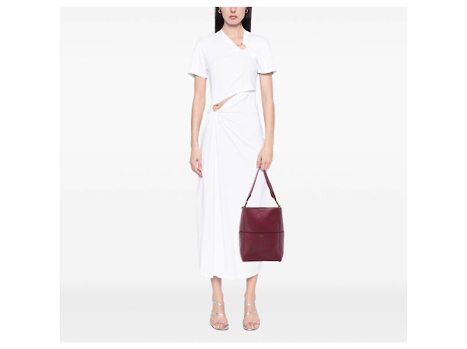 Céline Bolso bucket Celine Red Medium Leather Seau Sangle Roja Burdeos - vista 6