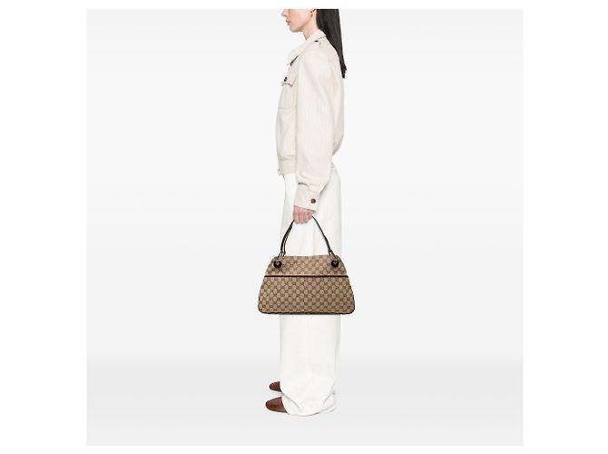 Bolsa de Ombro Gucci Beige GG Canvas Eclipse Bege - vista 6