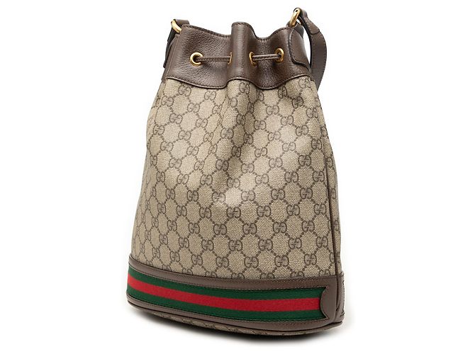 Borsa Secchiello Gucci Beige GG Supreme Web Ophidia - vista 2