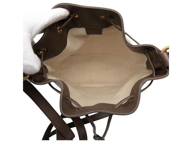 Borsa Secchiello Gucci Beige GG Supreme Web Ophidia - vista 4