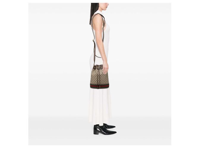 Borsa Secchiello Gucci Beige GG Supreme Web Ophidia - vista 6