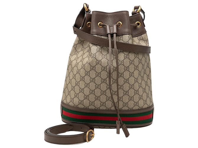 Borsa Secchiello Gucci Beige GG Supreme Web Ophidia - vista 7