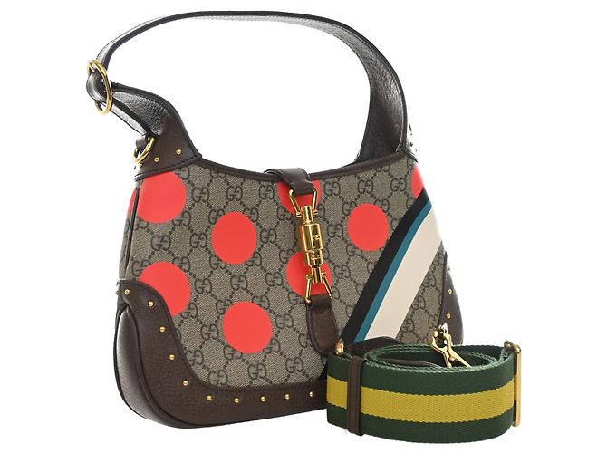 Borsa Jackie 1961 Small GG Supreme a pois beige Gucci - vista 11