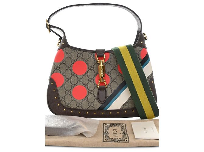 Borsa Jackie 1961 Small GG Supreme a pois beige Gucci - vista 6