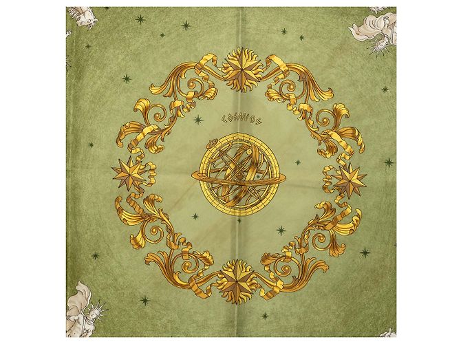 Pañuelo de seda Hermès Green Cosmos 90 Verde Verde oliva - vista 7