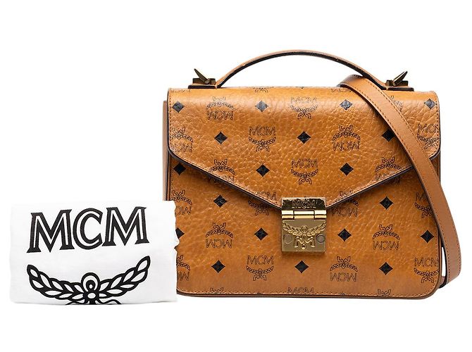 MCM Brown Medium Visetos Coated Canvas Patricia Handtasche mit oberem Griff Braun - Ansicht 8