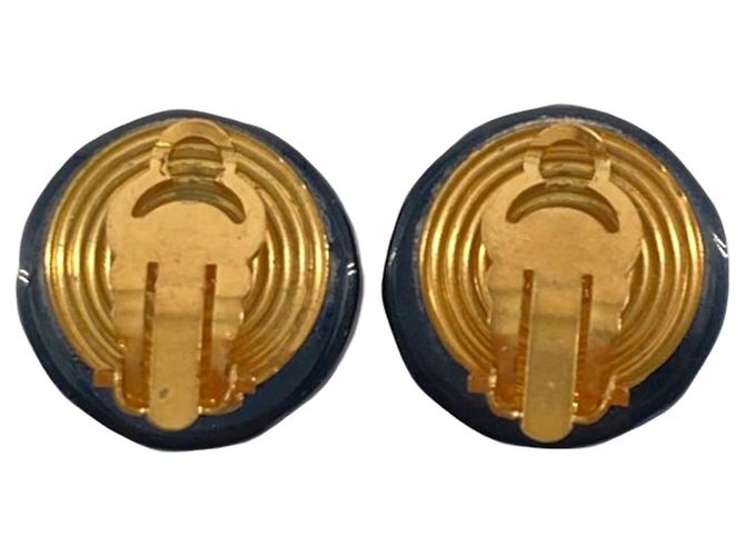 Orecchini a clip Chanel in resina nera CC e placcati oro Nero - vista 3