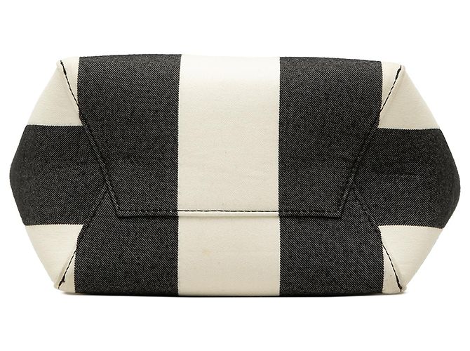 Céline Celine Small Striped Canvas Seau Sangle Bucket Bag in Weiß - Ansicht 3