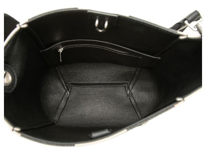 Céline Celine Small Striped Canvas Seau Sangle Bucket Bag in Weiß - Ansicht 4