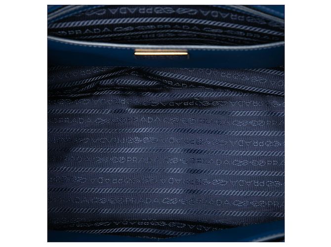 Prada Blue Medium Saffiano Lux Galleria Double Zip Satchel Handtasche Blau Dunkelblau - Ansicht 4