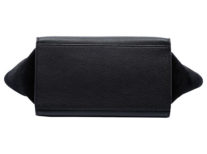 16 Céline Bolsa Trapeze Celine em couro de bezerro drummed e camurça preta, Small Preto - vista 3