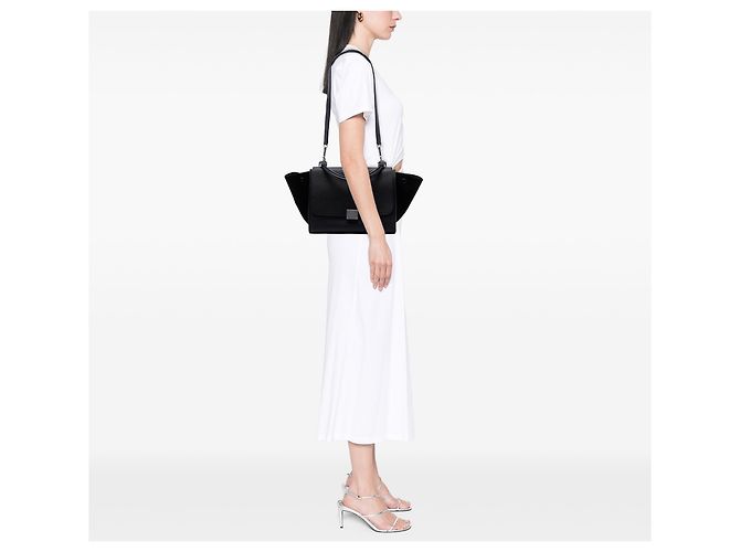 16 Céline Bolsa Trapeze Celine em couro de bezerro drummed e camurça preta, Small Preto - vista 6