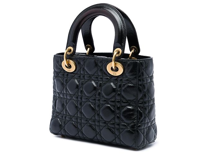 Autre Marque Dior Black Small Crinkled Patent Cannage My ABCDior Lady Dior Nero - vista 2