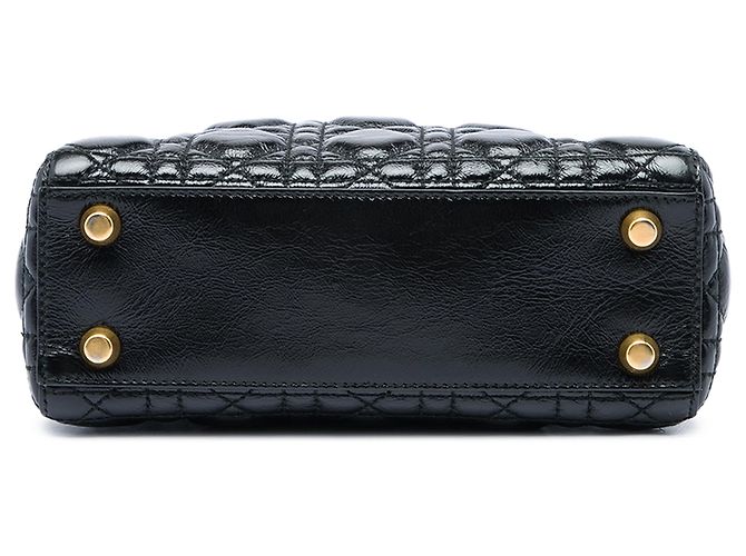 Autre Marque Dior Black Small Crinkled Patent Cannage My ABCDior Lady Dior Nero - vista 3