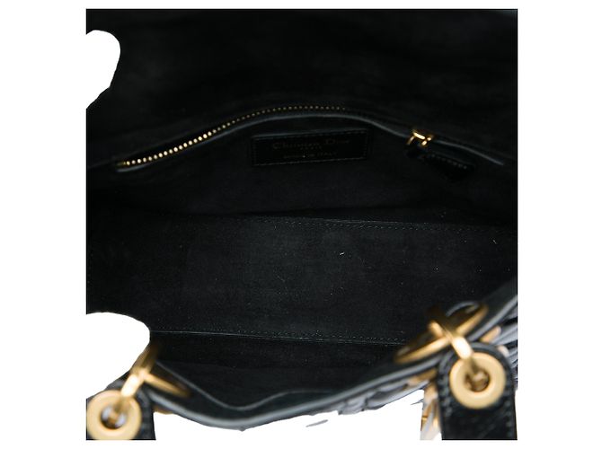 Autre Marque Dior Black Small Crinkled Patent Cannage My ABCDior Lady Dior Nero - vista 4