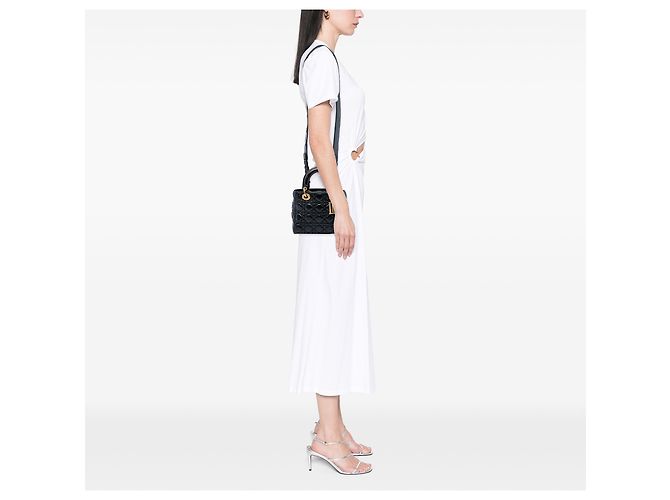 Autre Marque Dior Black Small Crinkled Patent Cannage My ABCDior Lady Dior Nero - vista 5