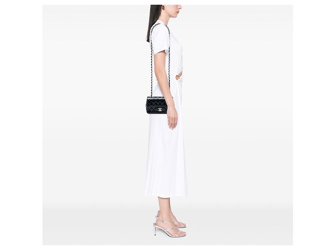 Chanel Black Mini Rectangular Classic Patent Single Flap Schwarz - Ansicht 5