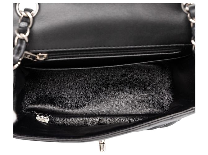 Chanel Black Mini Square Classic Chevron Lambskin Single Flap Schwarz - Ansicht 4