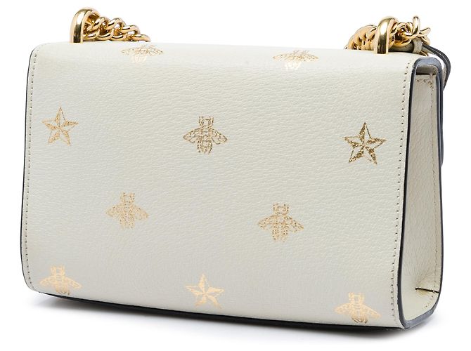 Gucci Borsa Crossbody Small Leather Bee Star Padlock Bianca Bianco - vista 2