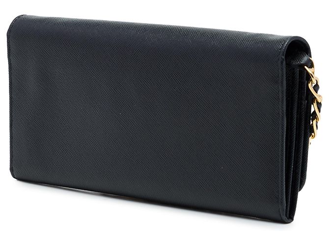 Portafoglio con catena Prada Black Saffiano Lux Nero - vista 2