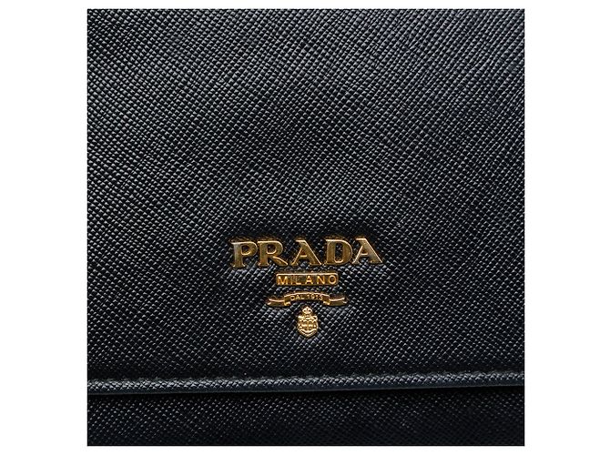 Portafoglio con catena Prada Black Saffiano Lux Nero - vista 5