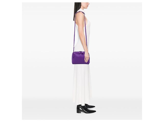 Bottega Veneta Borsa a tracolla Nodini in nappa Intrecciato viola Porpora Viola scuro - vista 5