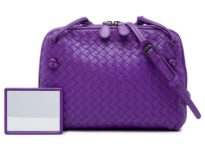 Bottega Veneta Borsa a tracolla Nodini in nappa Intrecciato viola Porpora Viola scuro - vista 6