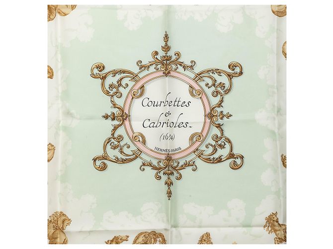 Hermès Green Courbettes et Cabrioles Seidentuch 90 Grün - Ansicht 2