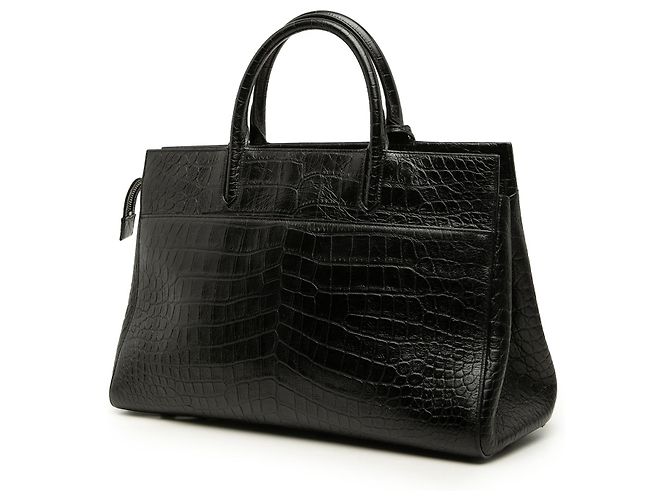 Autre Marque Borsa Cabas Rive Gauche Saint Laurent in pelle di vitello embossed croc nera Medium Nero - vista 2