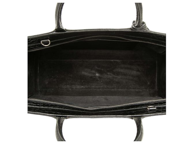 Autre Marque Borsa Cabas Rive Gauche Saint Laurent in pelle di vitello embossed croc nera Medium Nero - vista 4