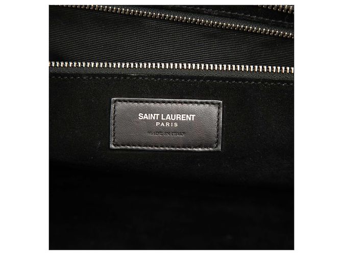 Autre Marque Borsa Cabas Rive Gauche Saint Laurent in pelle di vitello embossed croc nera Medium Nero - vista 5
