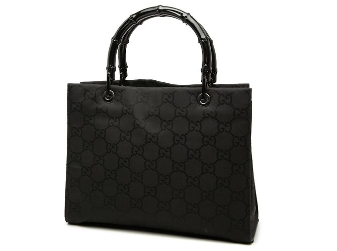 Bamboo Borsa Satchel Gucci in nylon GG nero con bambù - vista 2