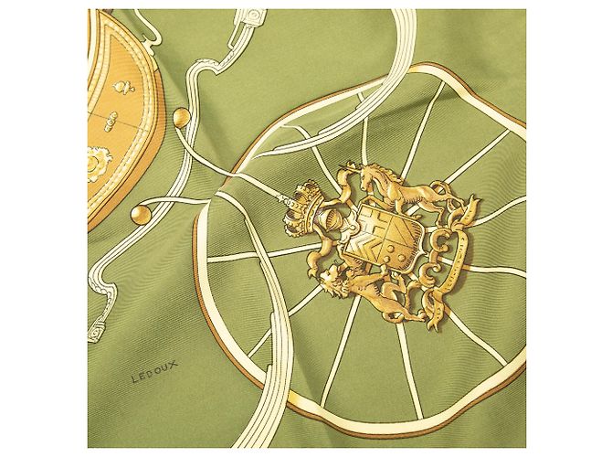 Foulard di seta Hermès Green Springs 90 Verde Verde oliva - vista 3
