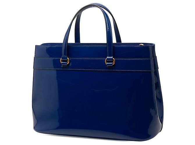 Borsa Satchel Gucci Blue Patent Bright Bit - vista 2