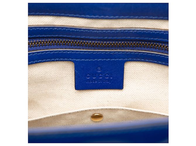 Borsa Satchel Gucci Blue Patent Bright Bit - vista 5