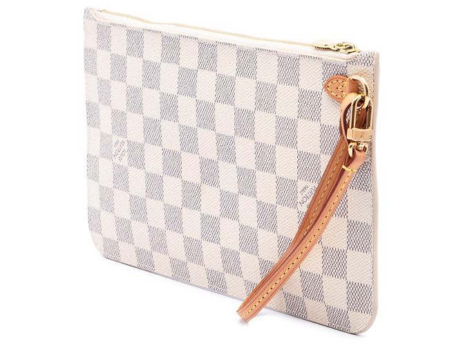 Louis Vuitton White Damier Azur Neverfull MM Täschchen Weiß - Ansicht 2