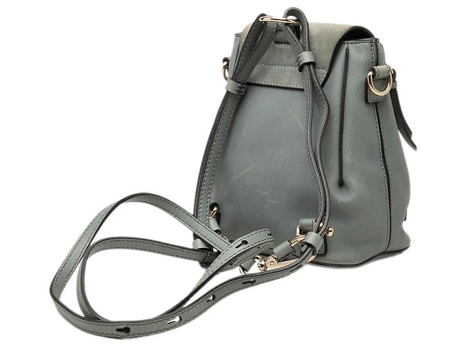 Mini zaino Chloé Faye in vitello e camoscio blu Blu chiaro - vista 2