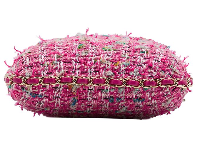 Portacellulare con catena in tweed rosa Chanel - vista 3
